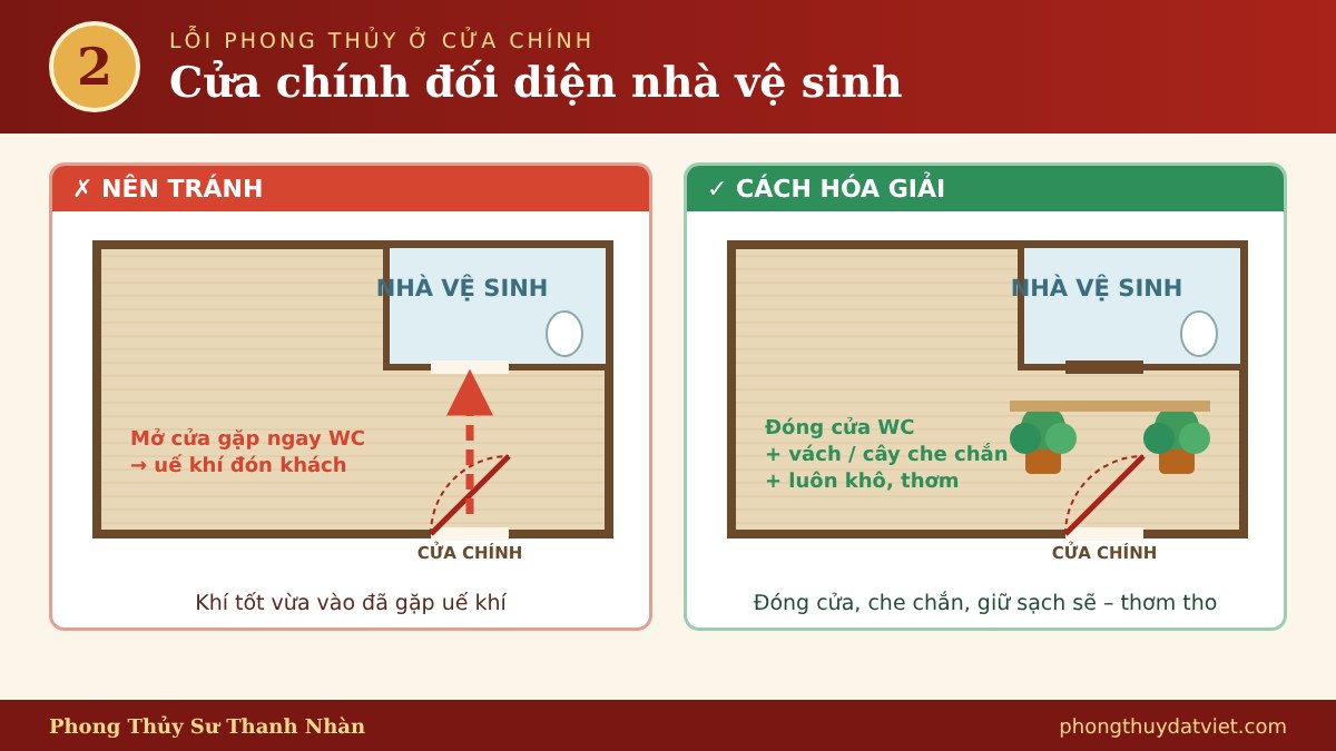 Lỗi 2 cửa chính đối diện nhà vệ sinh